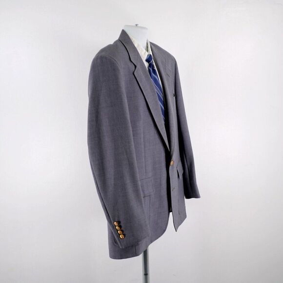 John Weitz Blue Gray Wool Blend 2 Gold Button Blazer 40L - Picture 9 of 13